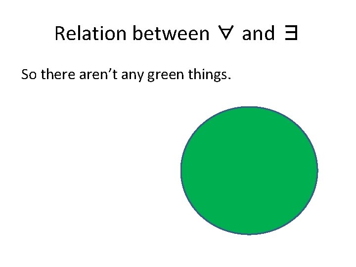 Relation between ∀ and ∃ So there aren’t any green things. 