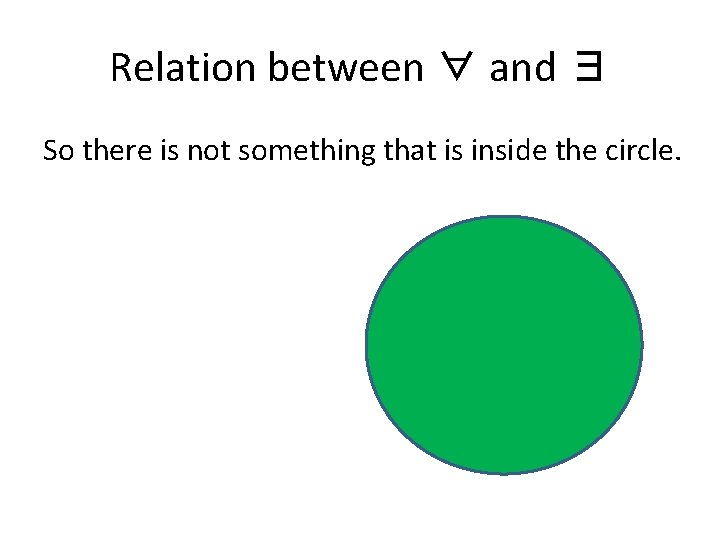 Relation between ∀ and ∃ So there is not something that is inside the