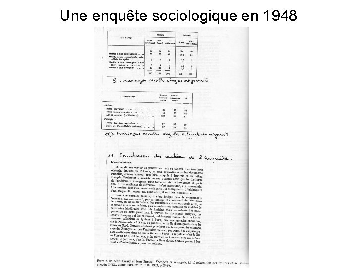 Une enquête sociologique en 1948 