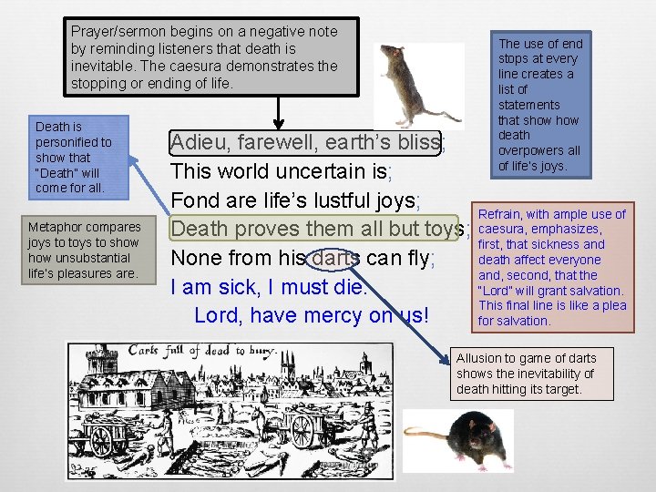 Prayer/sermon begins on a negative note by reminding listeners that death is inevitable. The