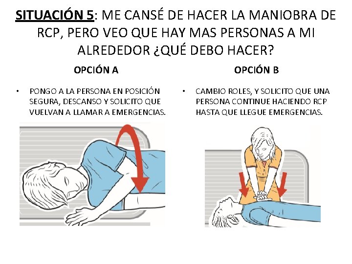 SITUACIÓN 5: ME CANSÉ DE HACER LA MANIOBRA DE RCP, PERO VEO QUE HAY