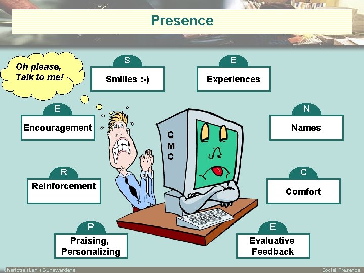 Presence Oh please, Talk to me! S E Smilies : -) Experiences E N