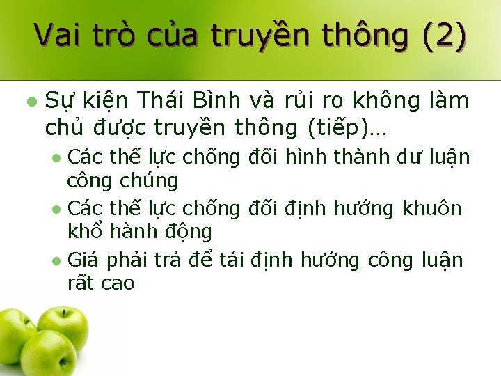 Vai trò của truyền thông (2) l Sự kiện Thái Bình và rủi ro