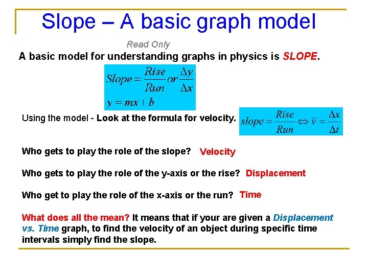 Slope – A basic graph model Read Only A basic model for understanding graphs Slope – A basic graph model Read Only A basic model for understanding graphs
