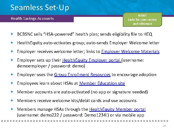 Seamless Set-Up Health Savings Accounts NEW! Links for your review and reference + BCBSNC