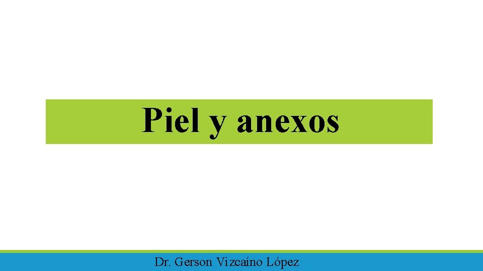 Piel y anexos Dr. Gerson Vizcaíno López Piel y anexos Dr. Gerson Vizcaíno López