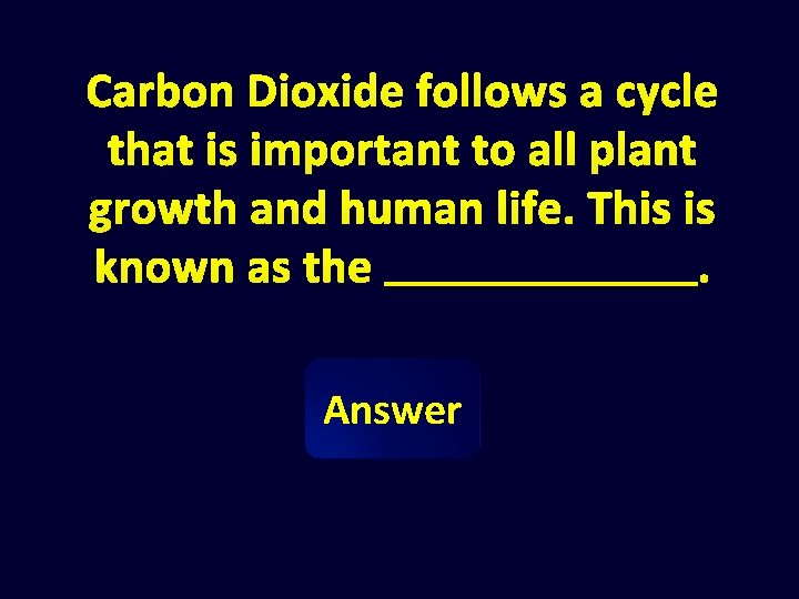 Carbon Dioxide follows a cycle that is important to all plant growth and human