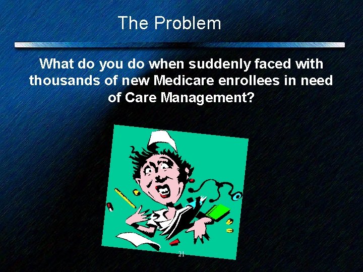 The Problem What do you do when suddenly faced with thousands of new Medicare