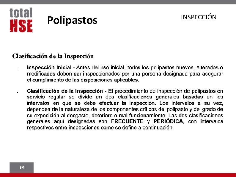 Polipastos 9. 0 INSPECCIÓN 