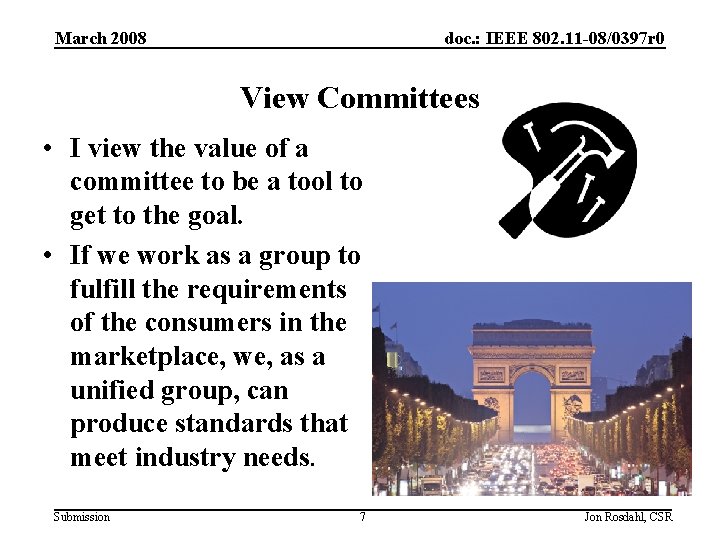 March 2008 doc. : IEEE 802. 11 -08/0397 r 0 View Committees • I