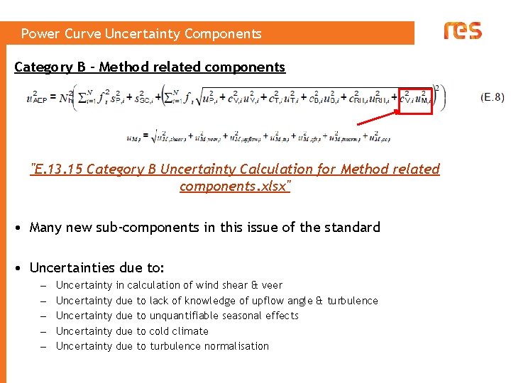 Power Curve Uncertainty Components Category B – Method related components "E. 13. 15 Category