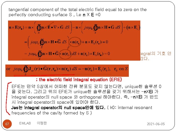 tangential component of the total electric field equal to zero on the perfectly conducting