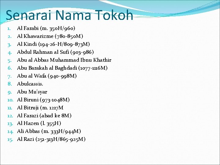 Senarai Nama Tokoh 1. 2. 3. 4. 5. 6. 7. 8. 9. 10. 11.