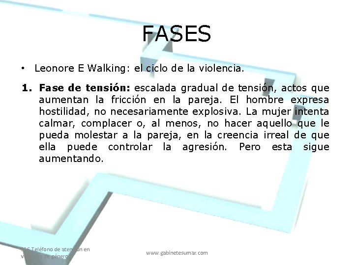 FASES • Leonore E Walking: el ciclo de la violencia. 1. Fase de tensión:
