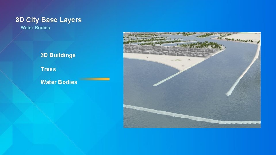 3 D City Base Layers Water Bodies 3 D Buildings Trees Water Bodies 