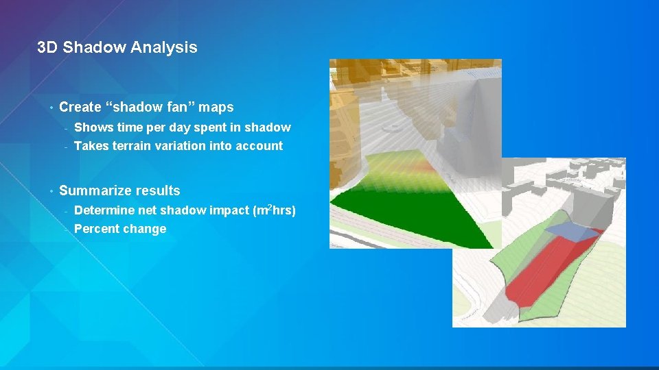 3 D Shadow Analysis • • Create “shadow fan” maps - Shows time per