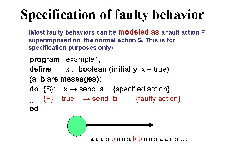 Specification of faulty behavior (Most faulty behaviors can be modeled as a fault action