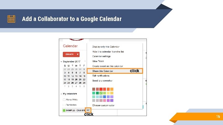 Add a Collaborator to a Google Calendar click 16 