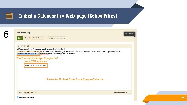 Embed a Calendar in a Web-page (School. Wires) 6. 25 