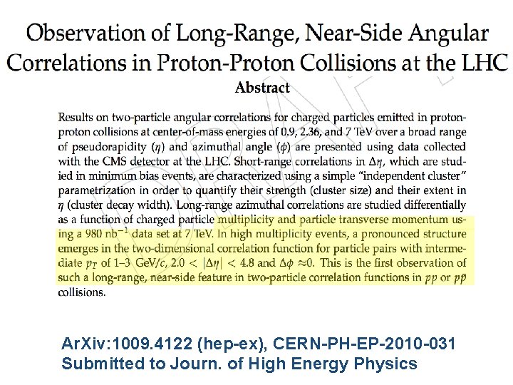 Ar. Xiv: 1009. 4122 (hep-ex), CERN-PH-EP-2010 -031 Submitted to Journ. of High Energy Physics