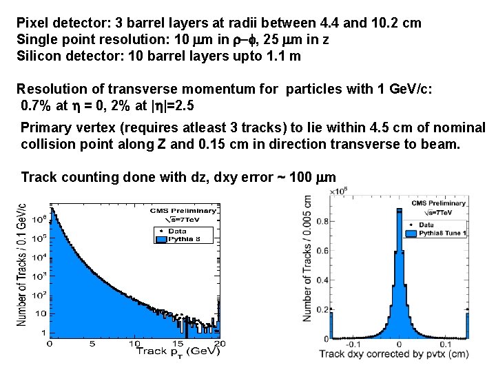 Pixel detector: 3 barrel layers at radii between 4. 4 and 10. 2 cm