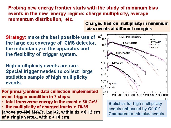 Probing new energy frontier starts with the study of minimum bias events in the