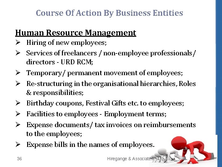 Course Of Action By Business Entities Human Resource Management Ø Hiring of new employees;