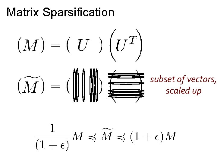 Matrix Sparsification subset of vectors, scaled up 