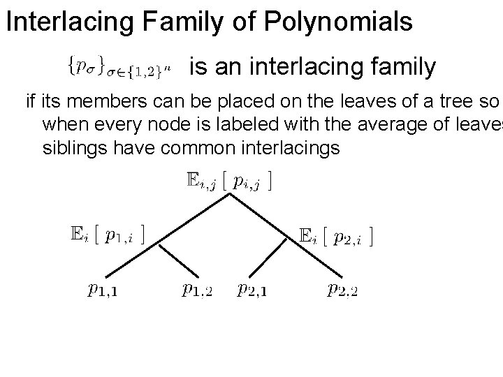 Interlacing Family of Polynomials is an interlacing family if its members can be placed