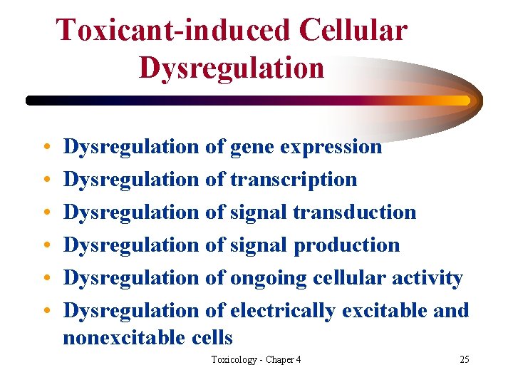 Toxicant-induced Cellular Dysregulation • • • Dysregulation of gene expression Dysregulation of transcription Dysregulation