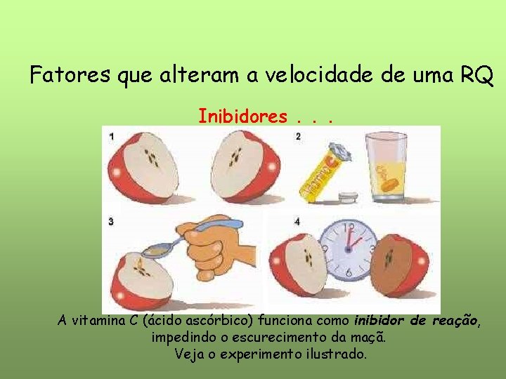 Fatores que alteram a velocidade de uma RQ Inibidores. . . A vitamina C Fatores que alteram a velocidade de uma RQ Inibidores. . . A vitamina C