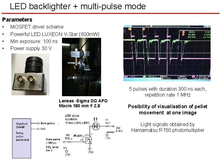 LED backlighter + multi-pulse mode Parameters • • MOSFET driver scheme Powerful LED LUXEON