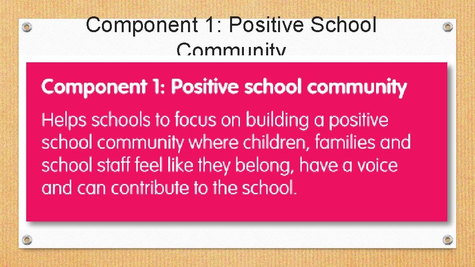Component 1: Positive School Community 