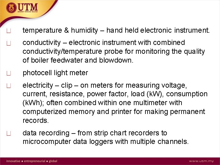 temperature & humidity – hand held electronic instrument. conductivity – electronic instrument with combined