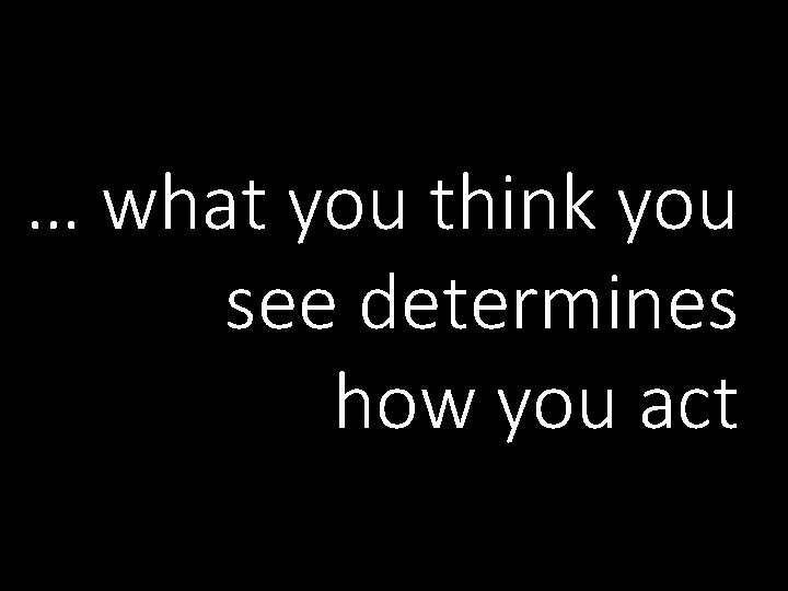 … what you think you see determines how you act 