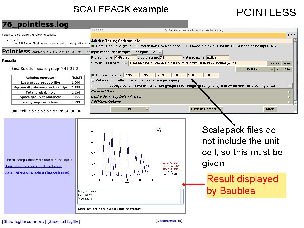 SCALEPACK example POINTLESS Scalepack files do not include the unit cell, so this must