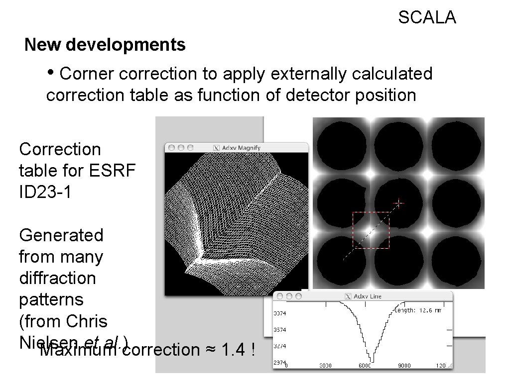 SCALA New developments • Corner correction to apply externally calculated correction table as function