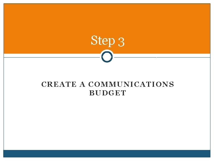 Step 3 CREATE A COMMUNICATIONS BUDGET 