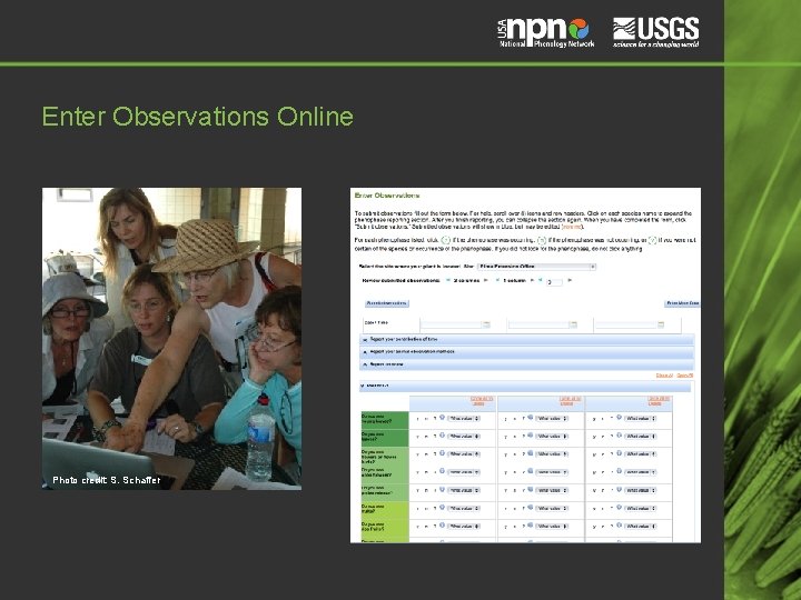 Enter Observations Online Photo credit: S. Schaffer 