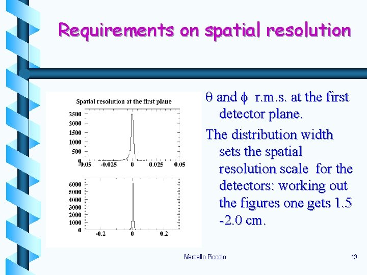 Requirements on spatial resolution q and f r. m. s. at the first detector