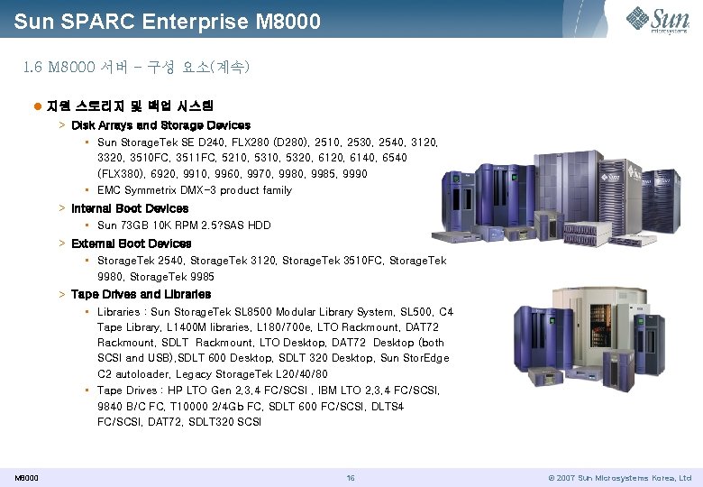 Sun SPARC Enterprise M 8000 1. 6 M 8000 서버 - 구성 요소(계속) l