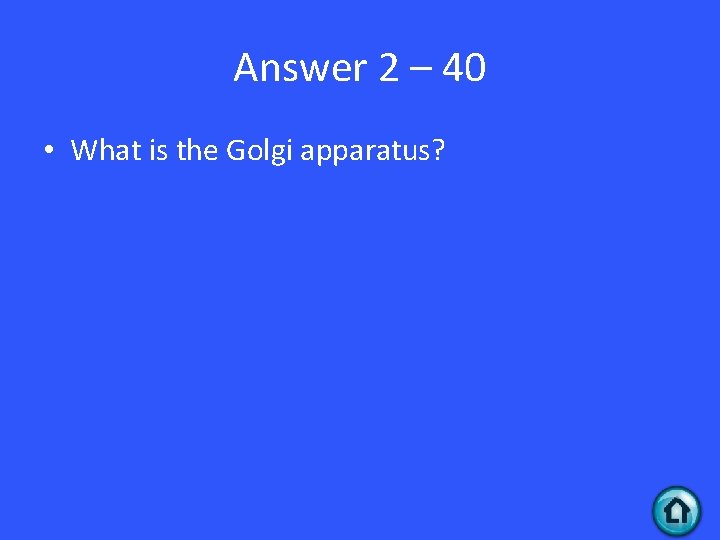 Answer 2 – 40 • What is the Golgi apparatus? 