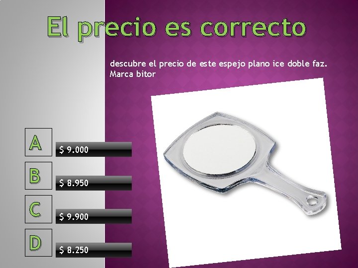 El precio es correcto descubre el precio de este espejo plano ice doble faz.