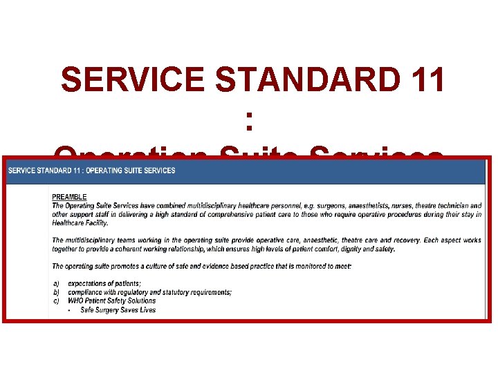 SERVICE STANDARD 11 : Operation Suite Services 