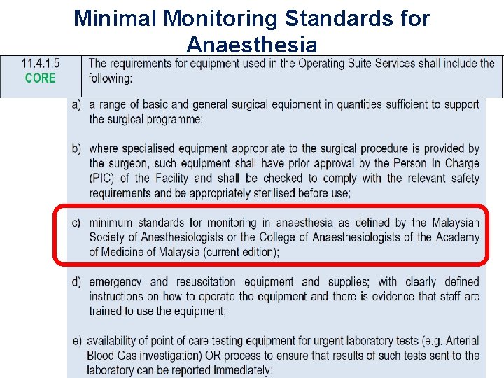Minimal Monitoring Standards for Anaesthesia 