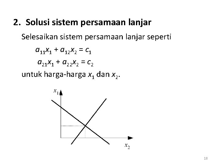 2. Solusi sistem persamaan lanjar Selesaikan sistem persamaan lanjar seperti a 11 x 1