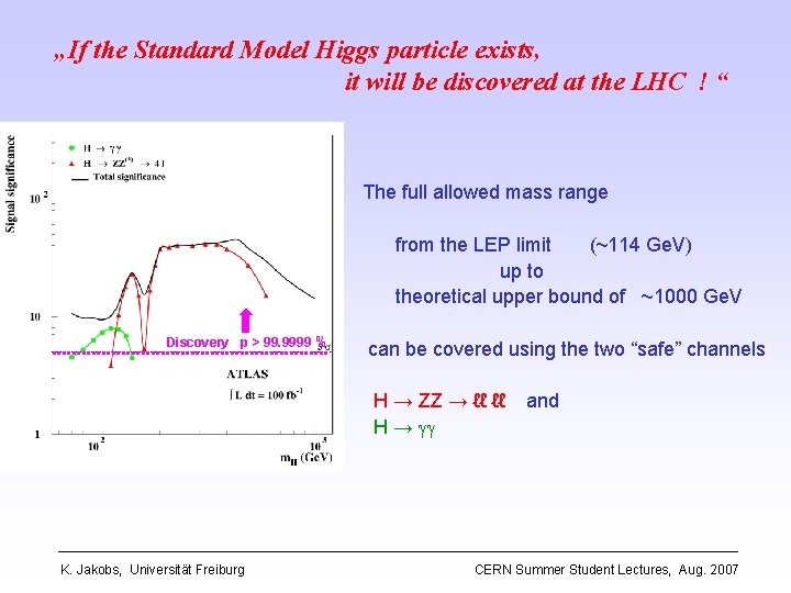 „If the Standard Model Higgs particle exists, it will be discovered at the LHC