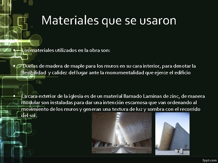 Materiales que se usaron • Los materiales utilizados en la obra son: • Duelas