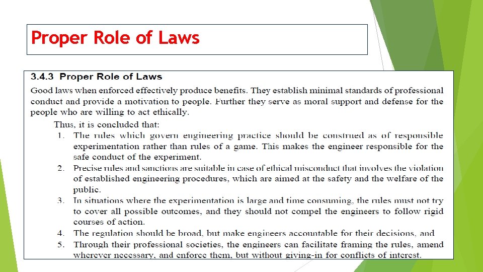 Proper Role of Laws 