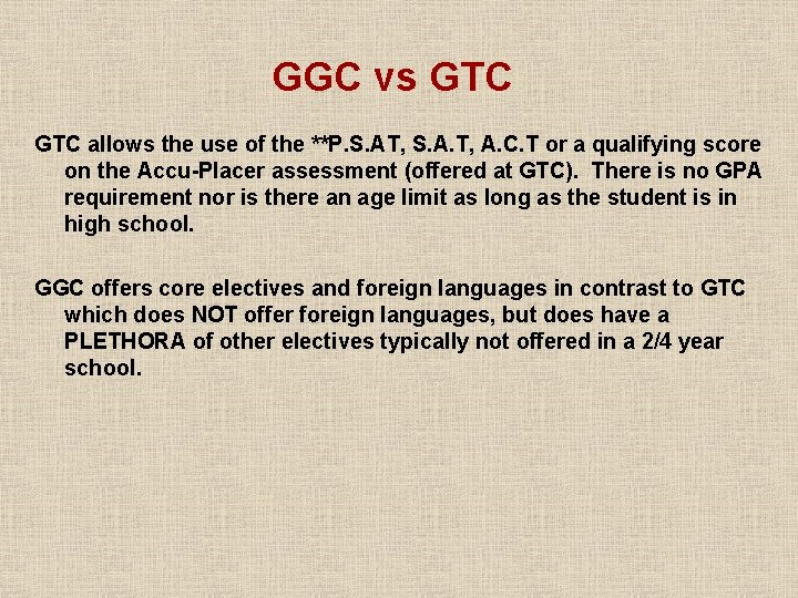 GGC vs GTC allows the use of the **P. S. AT, S. A. T, GGC vs GTC allows the use of the **P. S. AT, S. A. T,